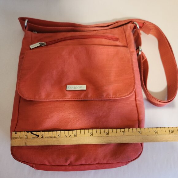 Baggallini Vibrant Melon Medium Size Multi Pocket Cross Body Bag 11X8X4 - Picture 12 of 16